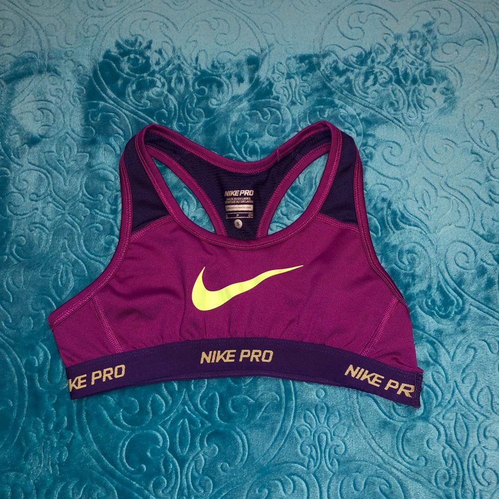 Nike sports bra purple/yellow size